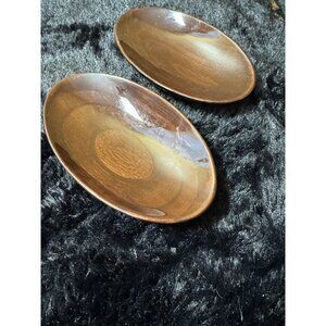 Via Motif PALM WOOD SMALL OVAL TRAY Oval Wooden Decorative Plates  Set Of 2 7"